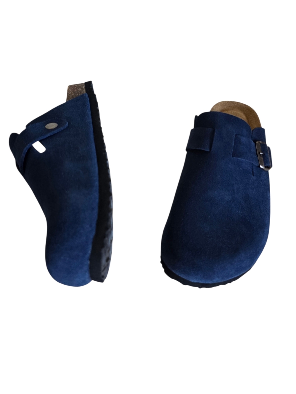 New 🤎 Emma New York Women's Nina Navy Suede Leather Cork Footbed Clogs - Picture 9 of 16
